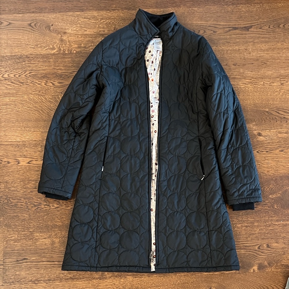 Patagonia Mor Circle Quilt Full Length Coat Women's Black Parka Size L
